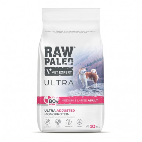 Dry Dog Food - RAW PALEO Ultra Pork, 10kg for Medium & Large Adults