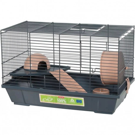 Cage - ZOLUX EHOP 50 cm with house, wheel, ladder, bowl - pink/grey