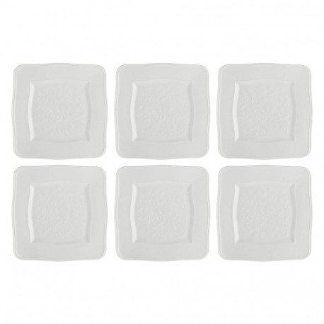 Set of 6 Florentina Square Plates - White, 20 cm