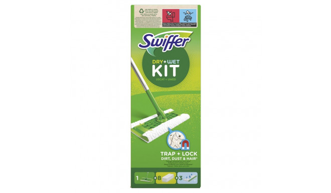 Põrandapuhastuskomplekt SWIFFER vars+puhastuslapid, kuivad 8tk, niisked 3tk