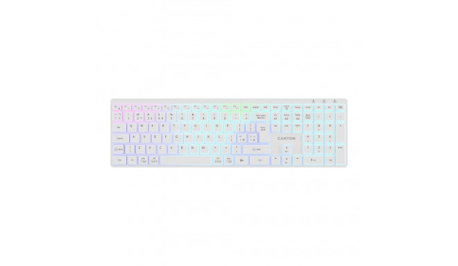 CANYON keyboard HKB-W11 UK/US RGB Dual Mode Wireless White