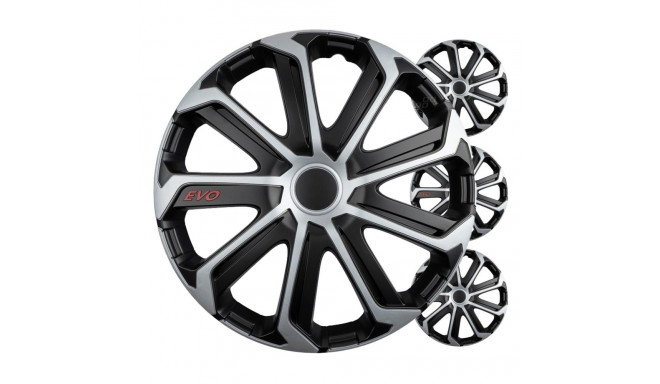 Kołpaki samochodowe 4szt. komplet evo czarno srebrne 16" cali color box