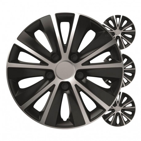 Kołpaki samochodowe 4szt. komplet rapide czarno srebrne 15" cali color box