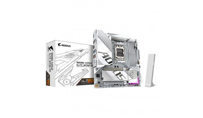 Gigabyte B850M Aorus Elite Wifi6E Ice emaplaat - AMD Ryzen 9000 seeria protsessorid, 12+2+1 faasi di