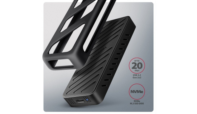 Axagon EEM2-20G NVMe-SSD-Gehäuse USB-C 3.2 20 Gbps 2230 - 2280 - schwarz SSD enclosure Black M.2