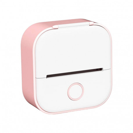 Phomemo T02 portable label printer pink and white