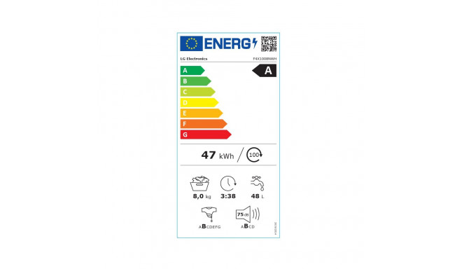 LG Washing Machine | F4X1008NWH | Energy efficiency class A | Front loading | Washing capacity 8 kg 
