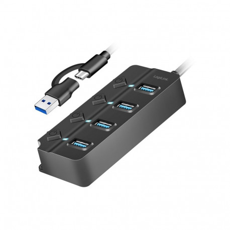 USB3.2 Gen1 jaotur, 4xUSB-A sisse/välja lülitiga