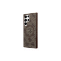 Guess 4G Collection Leather Metal Logo MagSafe Case for Samsung Galaxy S24 Ultra - Brown