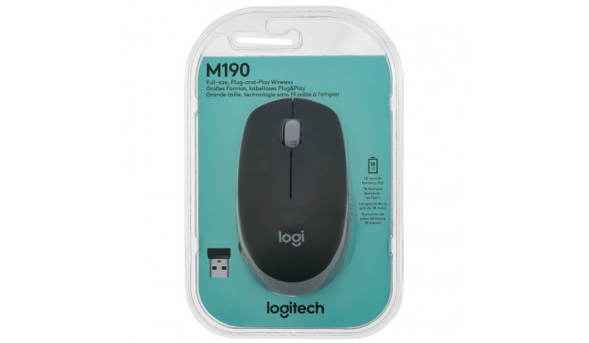 Logitech M190 juhtmevaba hiir, must/hall