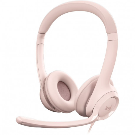 "Logitech H390 Headset on-ear wired USB-A rose"