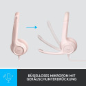 "Logitech H390 Headset on-ear wired USB-A rose"