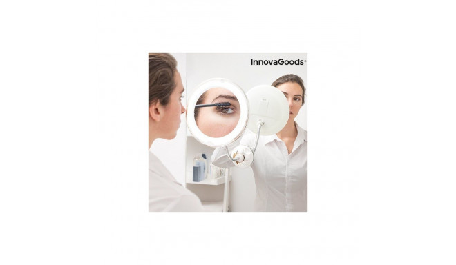 InnovaGoods Cosmetic Mirror LED Magnifying Mirror with Flexible Arm and Suction Cup