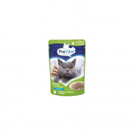 PREVITAL Cat Food Sterile Poultry in Sauce - Wet Cat Food - Pouch 100 g