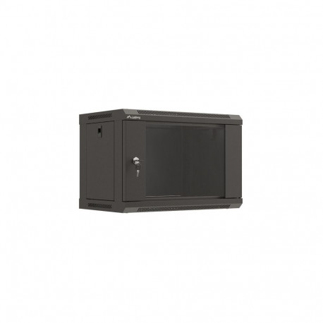 RACK CABINET 19" WALL-MOUNT 6U/540X350 (FLAT PACK) WITH GLASS DOOR BLACK LANBERG