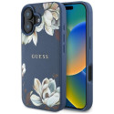 GUESS case for IPHONE 16 compatible with MagSafe GUHMP16SPGNMPLMB (PU Grained Flowers Classic Logo) 