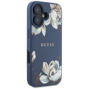 GUESS case for IPHONE 16 compatible with MagSafe GUHMP16SPGNMPLMB (PU Grained Flowers Classic Logo) 