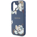 GUESS case for IPHONE 16 compatible with MagSafe GUHMP16SPGNMPLMB (PU Grained Flowers Classic Logo) 