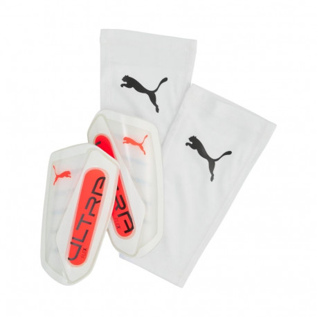 Ochraniacze piłkarskie Puma Ultra Flex Sleeve biało-pomarańczowe 30987 01  L
