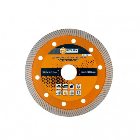 Dimanta griezējdisks "Ceramic" 125x10x1.4x22.23mm, 54-110 POLAX