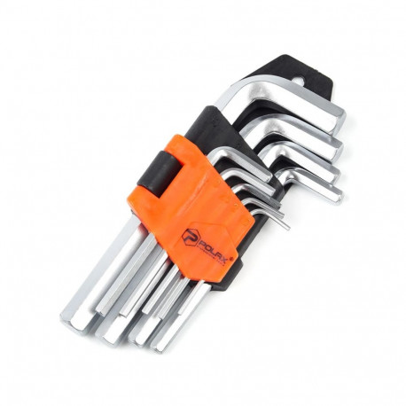 Sešstūra atslēgu komplekts 9gab., 1.5-10mm CrV, īsās 25-005 POLAX