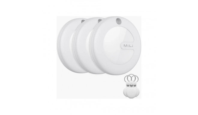 MiLi GPS locator white 3 pcs + white keychain case 3 pcs MiTag