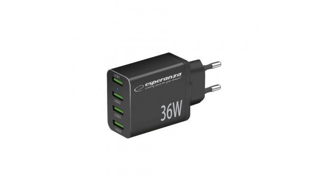 Esperanza EZC107K laadija Esperanza 36w 4x usb-a qc 3.0 18w laadija