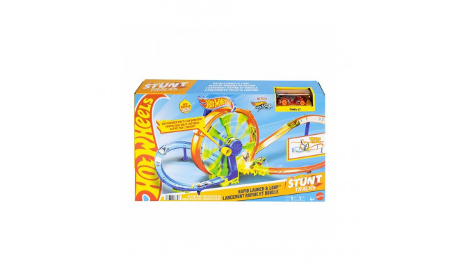 Hot Wheels Rapid Launch & Loop Playset with 1:64 Scale Die-Cast Toy Car, Crash & Track Set