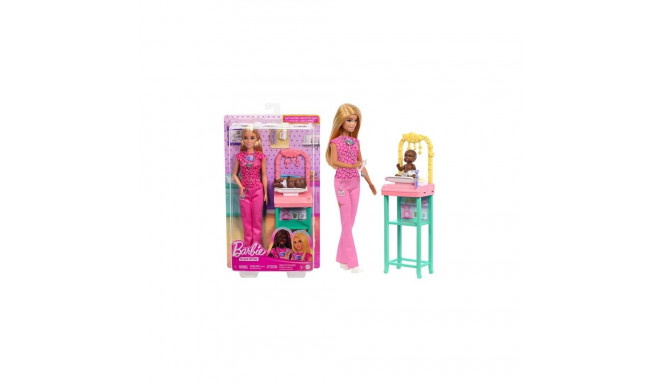 Barbie beebiarsti nukk blondi moenukuga, 1 beebinukk, mööbel ja tarvikud