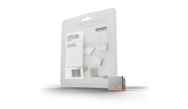Lindy USB pordi blokeerija (ilma võtmeta) - 10 tk, värvikood: oranž