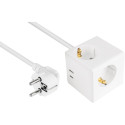 "kabelmeister Steckdosenwürfel mit 5m Zuleitung 3x SchuKo; 1x USB-C 20W PD 3.0; USB-A 18W Weiß"