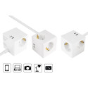 "kabelmeister Steckdosenwürfel mit 2m Zuleitung 3x SchuKo; 1x USB-C 20W PD 3.0; USB-A 18W Weiß"