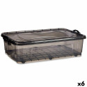 Коробка для хранения с колесами Антрацитный Пластик 40 L 46,5 x 20 x 72,5 cm (6 штук)