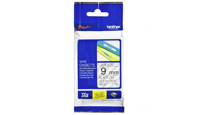 Brother TZe-121 Laminated Tape Black on Clear TZe 8 m 9 cm