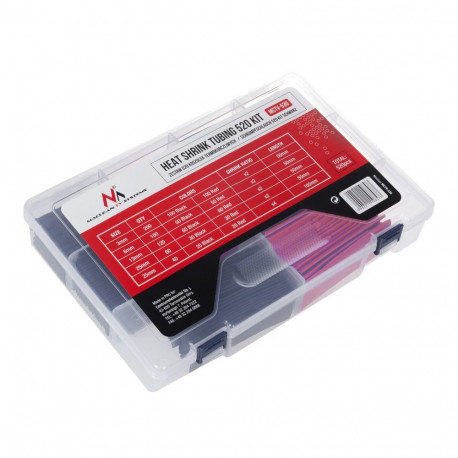 Zestaw koszulek Maclean, Termokurczliwych, 3mm-200szt, 6mm-100 szt, 13mm-120szt, 25mm-100szt, 520szt