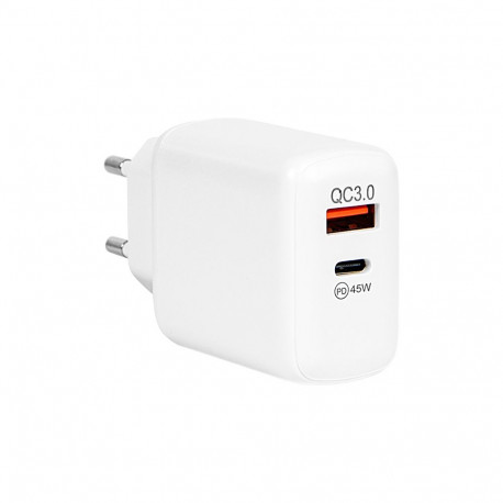 76-029# võrgulaadija usb + usb-c pd 45w gan