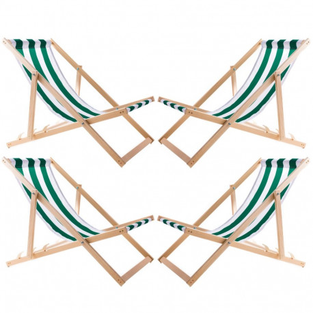 Zestaw czterech leżaków zielony pas, Woodok, zmontowany