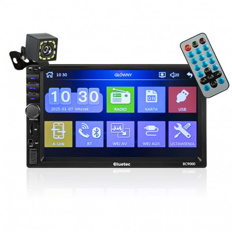 78-363# raadio bluetec bc9000 2din 7" + tagurduskaamera