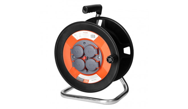 pritsmekindel trummelkaabel IP44 4x2P+Z 16A 230V, H05VV-F 3x1,5mm2, 50m
