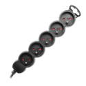 5-kordne pikendusjuhe 2P+Z, 1,5m H05VV-F 3x1,5mm2, Imax=16A, lame pistik, must