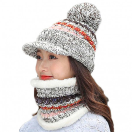 BQ52H naiste komplekt müts ja sall hall