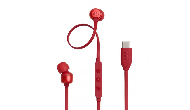 JBL Tune 310C USB-C kaabel 1.2m Hi-Res Audio kõrvakuulajad mikrofoni ja kaugjuhtimisega Punane
