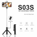 Elight S3L 3in1 Led Light Selfie stick & Video WEB call Tripod stand till 68cm & Shutter Button Blac