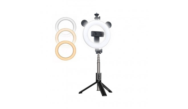 CP X4 LED 16cm Rechargeable Selfie Ring Light with BT Remote & Handle + Floor Stand 20-90cm + Phone 