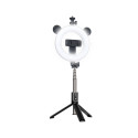 CP X4 LED 16cm Rechargeable Selfie Ring Light with BT Remote & Handle + Floor Stand 20-90cm + Phone 