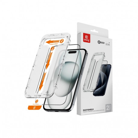 Crong EasyShield 2-Pack - Szkło hartowane z aplikatorem iPhone 16 / iPhone 15 (2 sztuki)