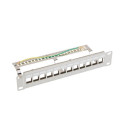 Patch Panel 12 Port 1U 10 inch FTP with organizer for keystone modules, gray