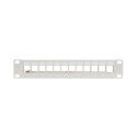 Patch Panel 12 Port 1U 10 inch FTP with organizer for keystone modules, gray