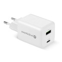 PHONE CHARGER GAN 1X US B, 1X USB-C 45W WHITE