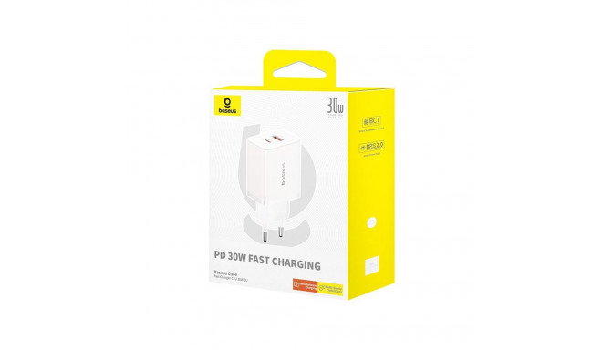 Charger - Baseus Cube 30W USB-C / USB-A Mains Charger White